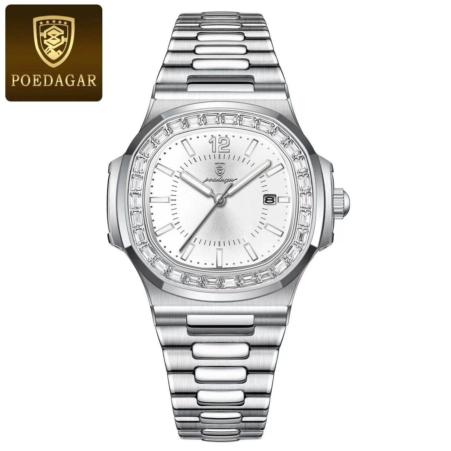 POEDAGAR Diamant-Luxus-Quarz-Herrenuhr