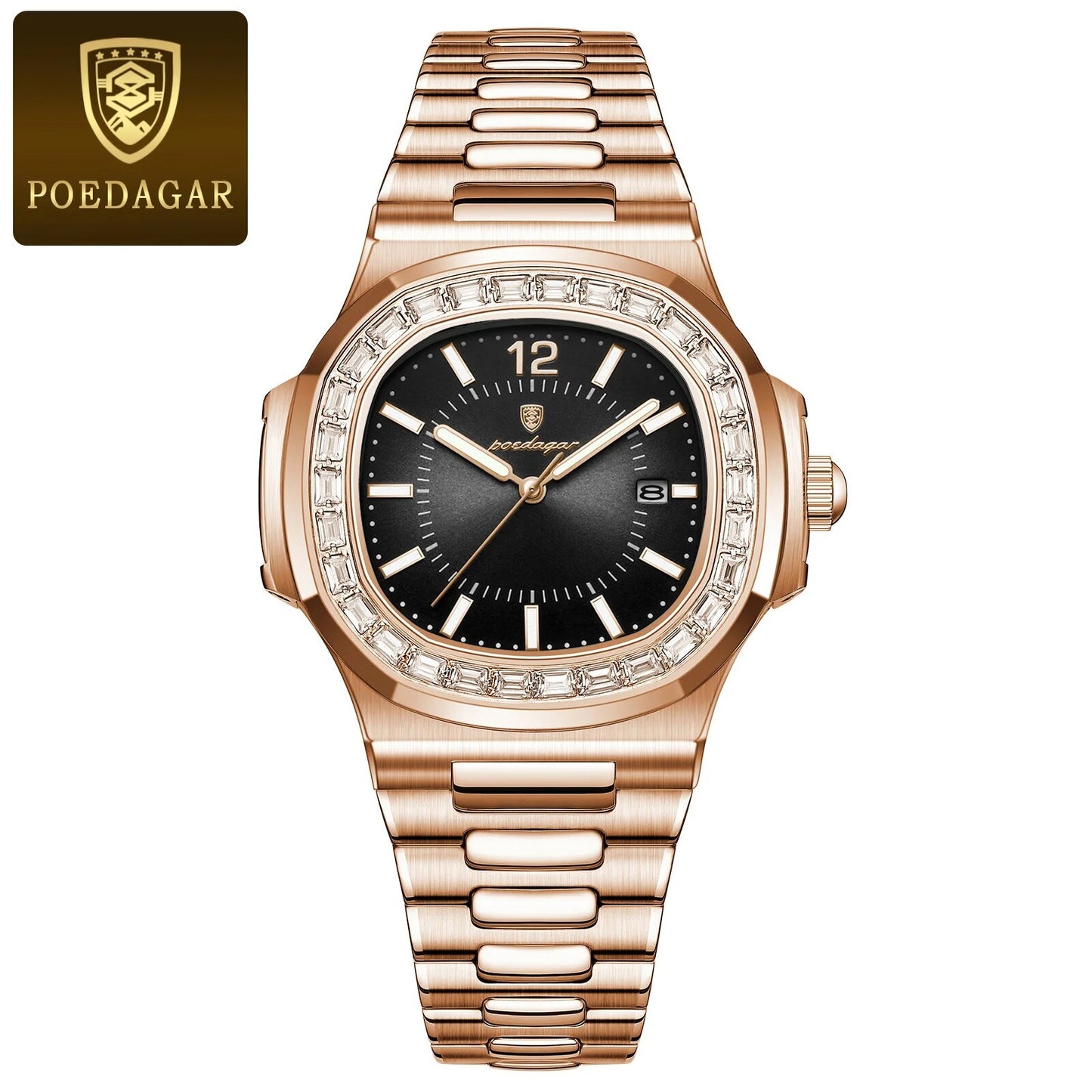 POEDAGAR Diamant-Luxus-Quarz-Herrenuhr